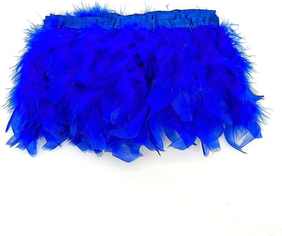 Royal Blue 4-6inch 2yard Turkey Feather Fringe Trim for Dress Sewing Crafts Costumes Accessories Party Supplies Festival Decoration