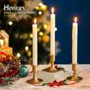 Gold Taper Candle Holder Set of 12, Hewory Short Skinny Brass Candlestick Holders, Vintage Small Low Metal Candles Sticks for Wedding Centerpieces Christmas Birthday Party Holiday Dinning Table Decor