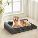WINDRACING Orthopedic Dog Beds for Large Dogs, XLarge Waterproof Dog Bed with L Bolster Sides, Washable Big Pet Bed with Removable Cover & NonSlip Bottom, 40 x 28 inch, Dark Gray