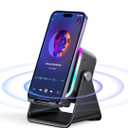 Induction Speaker with Phone Stand 5 in 1 Wireless Induction Bluetooth Audio for iPhone Android Phone Speakers Amplifier with Rechargeable Colorful Light, Birthday Gifts for Men Women Teens (Black)