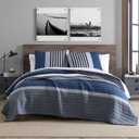 Nautica - King Quilt Set, Reversible Cotton Bedding with Matching Shams, Bold & Striking Home Decor for All Seasons (Rendon Charcoal, King)