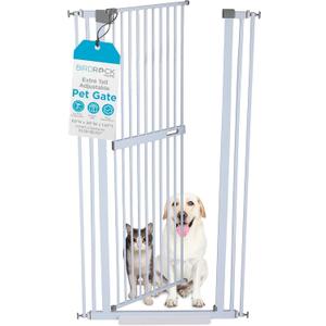 BIRDROCK HOME Extra Tall Pet Gate for Doorways | 60in Tall Cat or Dog Indoor Gate | Adjustable 31in-36in Width | Auto Close | Includes Protective Wall Cups - White