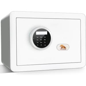 TIGERKING Small Safe Box for Home, 1.2 Cubic Feet White Safes Box with Digital Lock, Easy Assembly, Secure Electronic Locking Mechanism, Compact Personal Safe for Valuables
