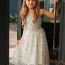 Arshiner Girls Dresses Formal Party Wedding Tulle Sleeveless Contrast Mesh High Low Dress with Belt (Green, L)
