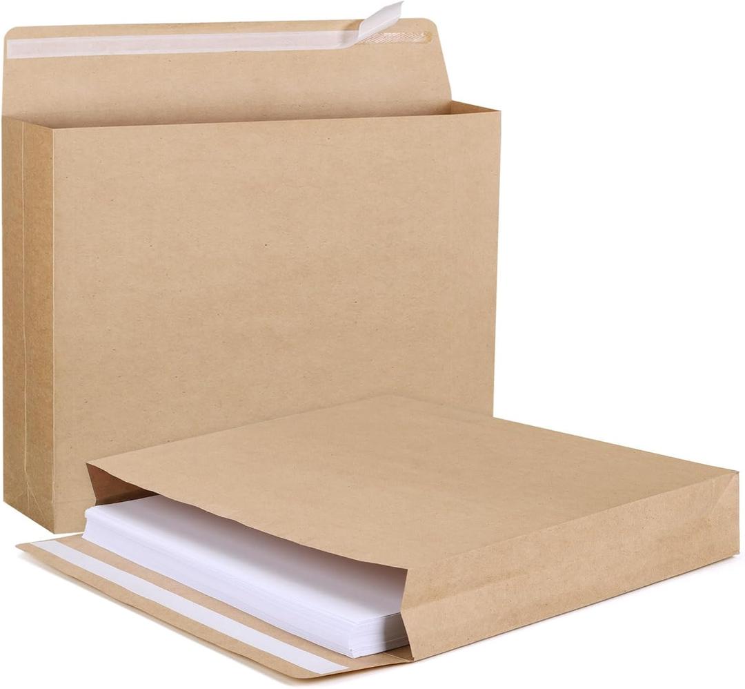 zmybcpack 25 Pack 10" x 13" Expandable Catalog Envelopes, Large Kraft Document Envelopes Self Seal Manilla Envelopes Mailing for Documents, Magazines, Photos