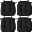 AddGrace Chair Cushions for Dining Chairs Soft Kitchen Seat Cushions 18" x 18" x 3" Non-Slip Seat Pads Black Set of 4