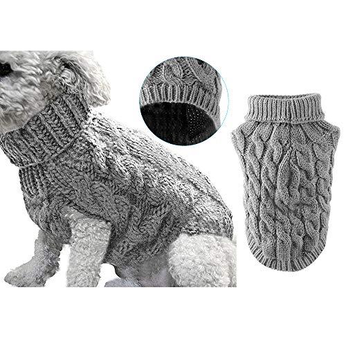 Winmany Pet Dog Turtleneck Knitting Sweater Coat Winter Warmer Thickening Pullover Knitwear Crochet Coat Clothes for Dog, Cat, M