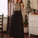 Scarlet Darkness Women Renaissance Maxi Skirt Flowy Long Skirts Victorian High Waisted Skirt (Black, L)