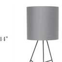 Simple Designs LT1213-GOG 14" Modern Wire Table Lamp with Drum Fabric Shade, for Living Room, Bedroom, Office, Gray