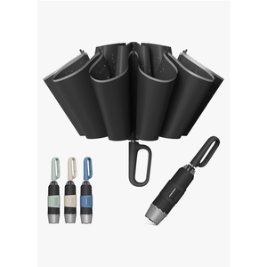 QWB TUMAAOTU Inverted Umbrella with Carabiner Handle, Wind Proof Umbrellas For Rain and Sun, 46 Inch Portable Reverse Folding UV Umbrella, Car Umbrella for Women Men, 10 Ribs