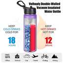 Volhoply 24 Ounce Insulated Water Bottle With Straw Lid,Stainless Steel Wide Mouth Sport Bottles With Handle,Double Wall Vacuum Cups keep Cold,Reusable Travel Thermal Cups For Holder,Gym(Purple,1)