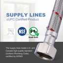 ARCORA 24-Inch Line Connects Kitchen Sink to Water Supply, Braided Stainless Steel cUPC Supply Lines 1/2 Inch FIP x 1/2 Inch FIP Sink Hose Attachment for Faucet 1 Pair