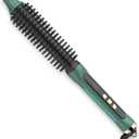 BANGMENG 3/4 Inch Barrel Thermal Round Brush, Volume Heat Styling Brush for Men and Women Medium Thin Curly Straight Hair, Heated Curling Iron,12 Temperature Setting (1.35 Inch with Bristles)
