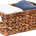 CENBOSS Wicker Baskets (Medium, Brown Wash, 1PC) Rattan Storage Baskets for Shelves, Woven Seagrass Holder