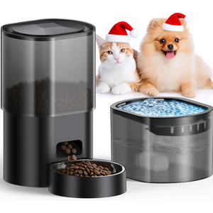Automatic Cat Feeder and Water Fountain 5G WiFi Cat Food Dispensers, APP Remote Control, Programmable Timed Feeding,Dry Food Smart Feeder 10s Voice Recorder 110 Meals/Day for Cats Small Dogs