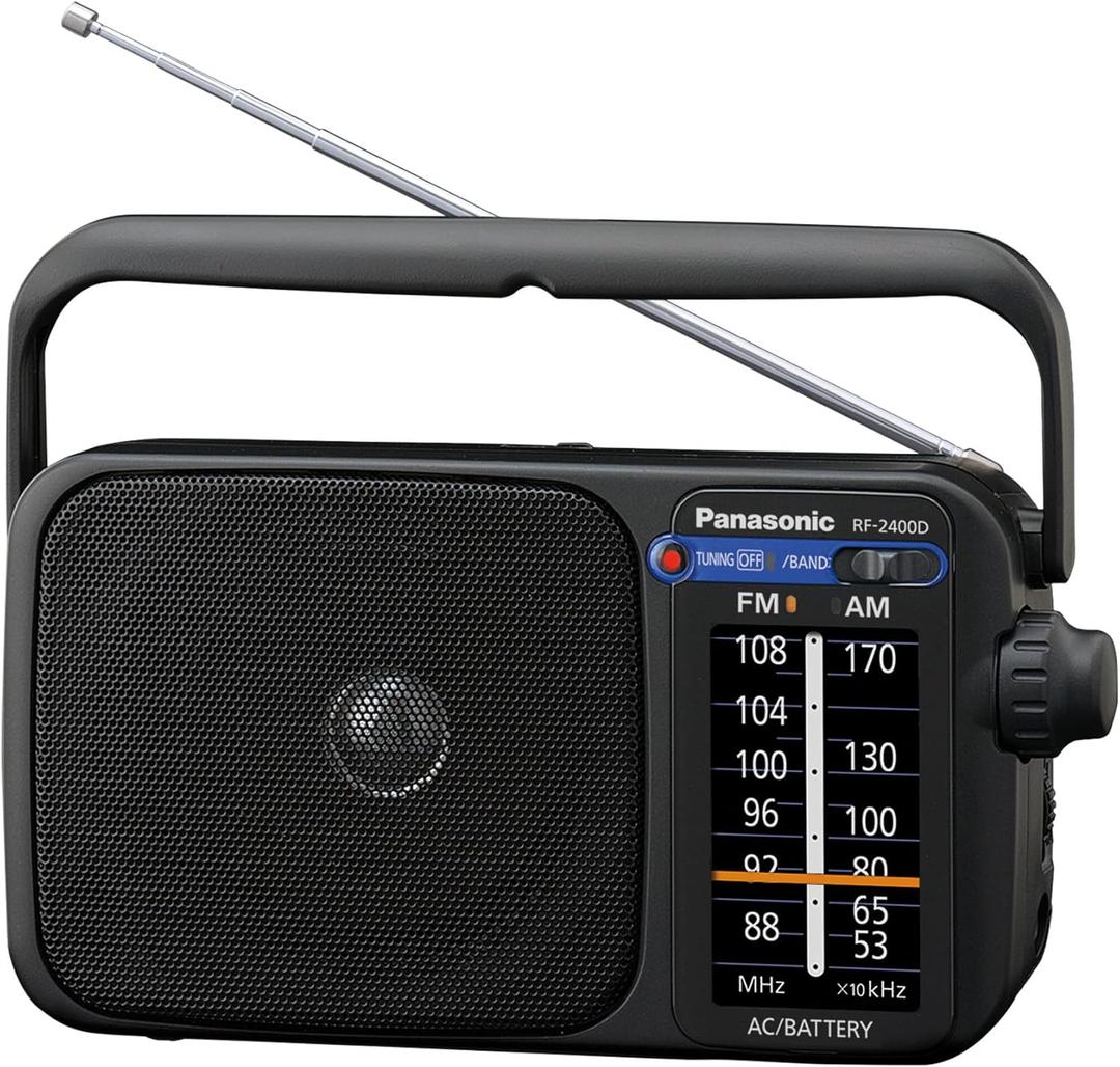 Panasonic Portable AM/FM Radio, Battery Operated Analog Radio, AC Powered, Black (RF-2400-K)