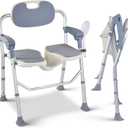 Folding Shower Chair, U Shape Shower Chair with 5-Level Adjustable, Non-Slip Feet for Private Washing, Elderly, Disabled, Seniors & Pregnant, Heavy Duty Shower Chair