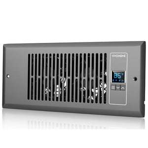 VIVOHOME Quiet Register Booster Fan with Opening 4" × 12" with Intelligent Thermostat 10-Speed Control, 13.8" x 5.5" Vent Cover, Smart Register Vent for Room Floor Wall, Gray