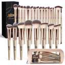 25PCS Makeup Brushes Set with Travel Case, Professional Makeup Brush Kit for Foundation, Concealer, Powder, Eyeshadow & Blush, Essential Cosmetic Tools, Portable Travel Gift Set (Gold)