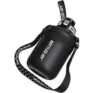 Insulated Stainless Steel Water Bottle for Sports and Travel, BPA-Free,Bottled Joy With Strap (Black, 32 oz)