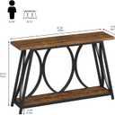 GiftGo 47.24" Entryway Console Table, Industrial Sofa Table Behind Couch with Shelves, 2 Tier Narrow Wood Accent Table with Metal Frame for Living Room, Entrance, Hallway, Foyer, Rustic Brown, 11.8"D x 47.24"W x 29.53"H