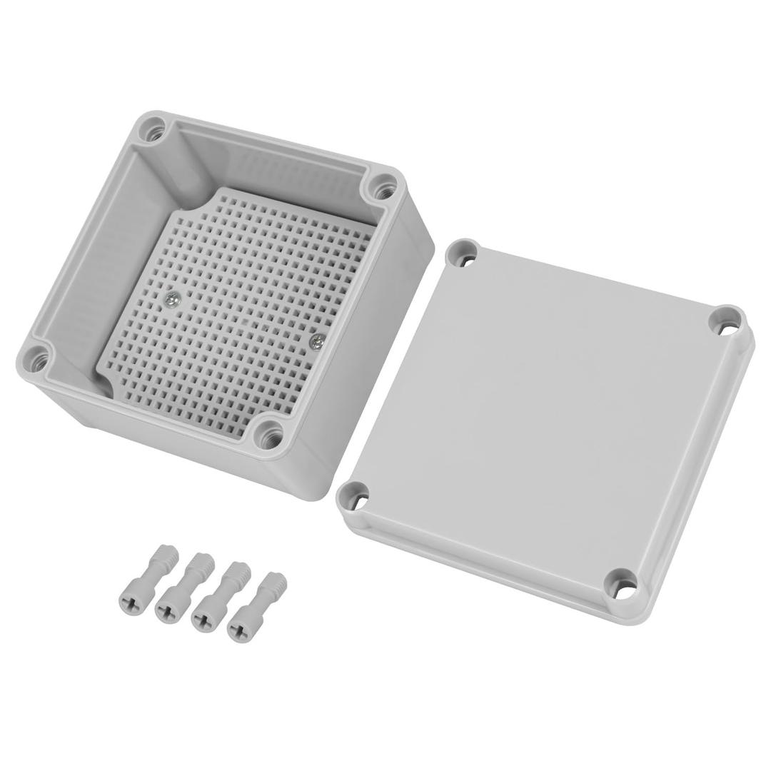 Junction Box4.9"x 4.9"x 3" Outdoor Electrical Box with Mounting Plate, IP67 Dustproof Waterproof ABS Plastic Project Box, DIY Electrical Enclosure Gray (125x 125x 75 mm)