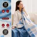 JKMAX Heated Electric Blanket King Size - 100"x90" Flannel Heating Blanket with 10 Heating Levels & 5 Time Settings Over-Heat Protection, Winter Warmer for Adults with ETL CertificationLight Blue