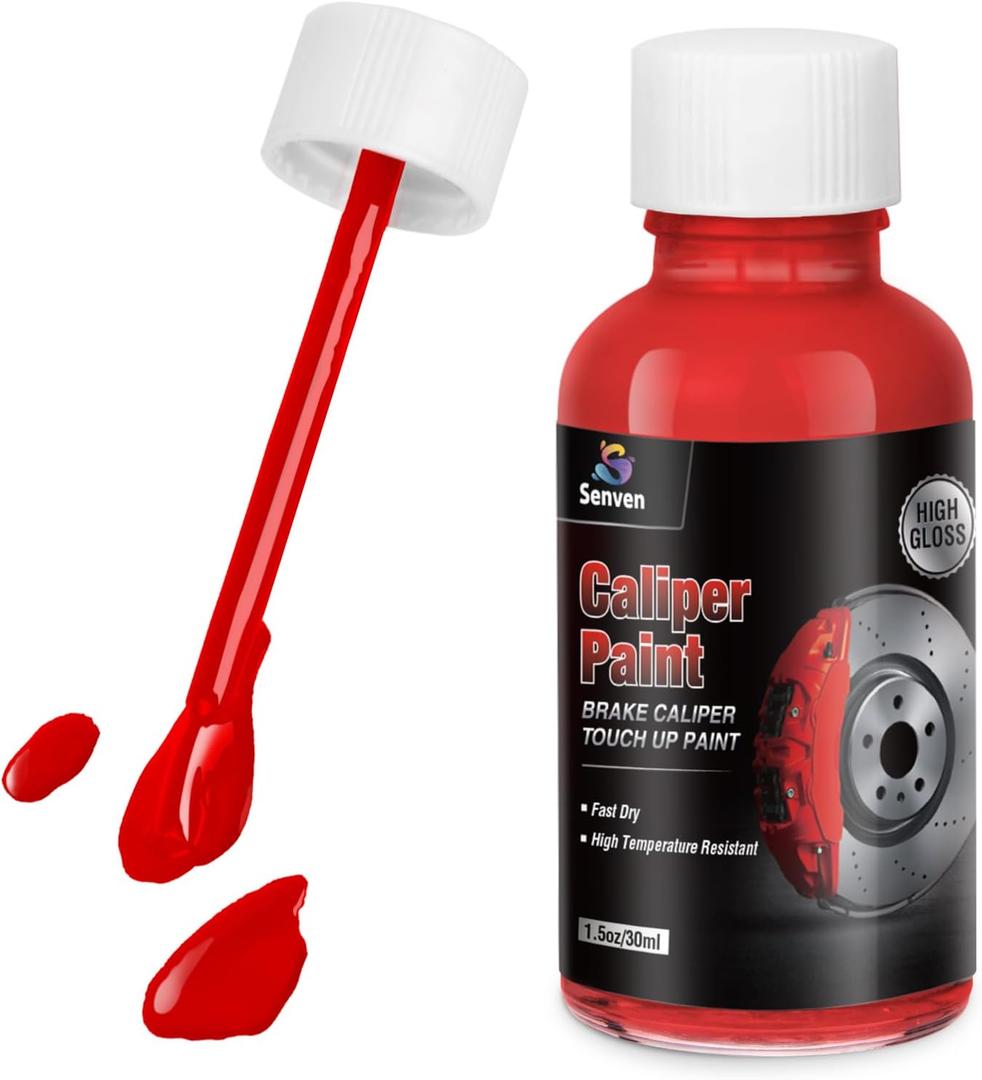 Red Caliper Paint Brake Caliper Touch Up Paint Red Gloss High Temperature Heat Resistant 1.5 oz