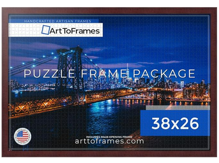 ArtToFrames 38x26 INCH/97x66 CM Red Frame for 2000 piece Puzzles.This 1.25 Inch Custom MDF Puzzle Frame is Cherry - Comes with Economy Acrylic (PuzzleBW26-039-38x26)