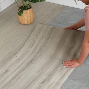 WIFEA Vinyl Flooring Roll 15.7"x 393.7"/43 Sq.Ft, Wood Grain Self Adhesive Vinyl Floor Tiles Wear-resistant and Waterproof Vinyl Plank Flooring for Bedroom Living Room Office Balcony RV, Gray Chestnut