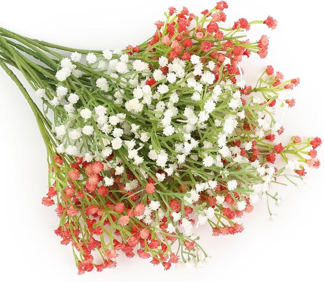 N&T NIETING Babys Breath Flowers, 10Pcs Fake Gypsophila Plants Artificial Pink White Baby Breath Flowers Bulk for Wedding Bouquets Party Home Garden Decoration