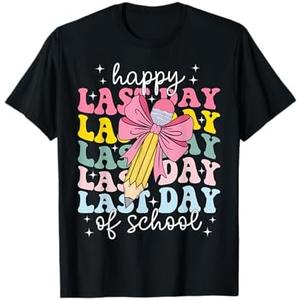 Happy Last Day of School Coquette Bow School Graduation Girl T-Shirt 3 Years
