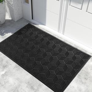 Yimobra Extra Large Door Mat 60x36, All-Season Waterproof Outdoor Mats for Front Door Entrance with Drainage Holes, Heavy Duty Non-Slip Doormat for Garage Patio Entryway Indoor, Black