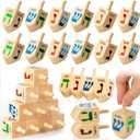 Libima 50 Pieces Hanukkah Wooden Dreidels Natural Wood Dreidels for Hanukkah Party Decorations Projects Crafts Family Party Supplies (2.7 Inch)