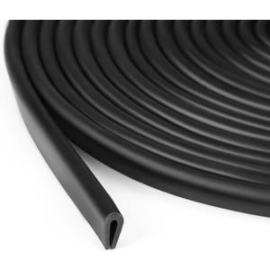 Rubber U Channel Edge Trim, Door Seal Strip, Fits Edge up to 1/16 Inch (1. 6mm) U Shape Weather Stripping(20 Feet,Black)
