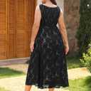 RWJ Women's Plus Size Wedding Guest Dress 2026 Floral Lace Wrap V Neck Sleeveless Formal Cocktail Party Maxi Dresses (Black, XXL)