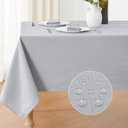 Veblandy Textured Rectangle Tablecloth 52x70 inch Table Cloth Water Resistant Wrinkle Free Spill-Proof, Decorative Fabric Table Cover Washable for Banquet Parties Event Holiday Dinner, Light Grey