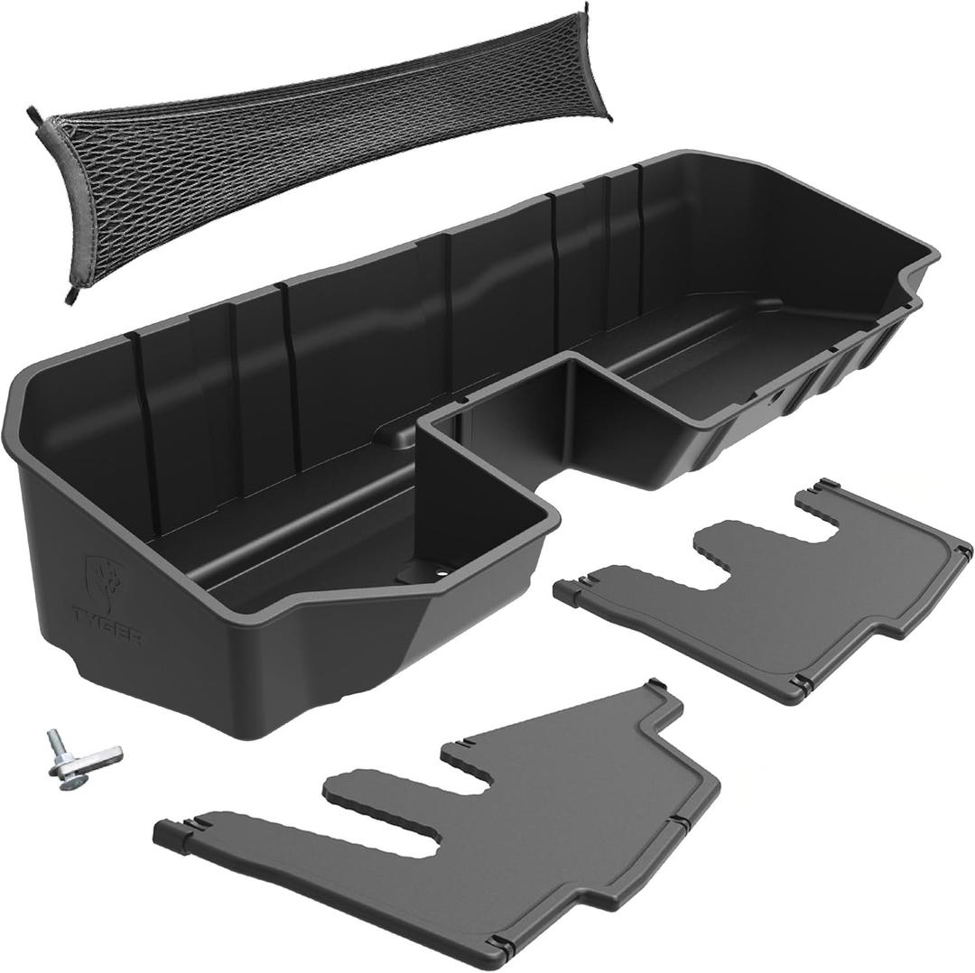 Tyger Auto Rear Under Seat Storage Box Compatible with 2019-2026 Chevy Silverado GMC Sierra 1500; 2020-2026 2500 3500HD Double & Crew Cab, Custom-Fit Cargo Organizer Console | TG-CB5C8838