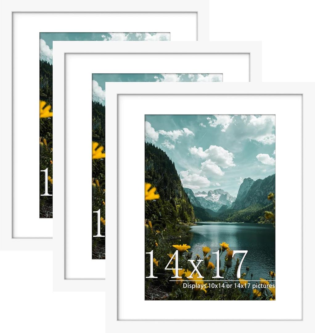 Picrit 14x17 White Picture Frame, Poster Frame for Wall, 3 Pack