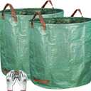 Gardzen 2-Pack 132 Gallon Yard Waste Bags, Reusable Heavy Duty Collapsible Garden Leaf Bags with Plastic Ring, Stand-Up Yard Waste Bin for Leaves, Lawn Debris & Grass Clippings