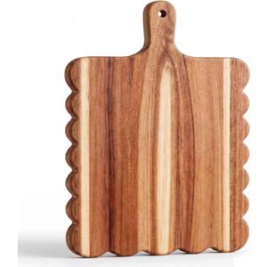 Patelai Scalloped Wood Cutting Board with Handle 17 x 13 Inch Decorative Cutting Board Rectangular Charcuterie Boards Decoration Charcuterie Trays for Kitchen Cheese Bread Vegetables Wedding Gift
