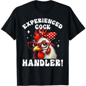 Funny Experienced Cock Handler Humor Chicken Women Adult T-Shirt. Size L Funny Experienced Cock Handler Humor Chicken Women Adult T-Shirt. Size L