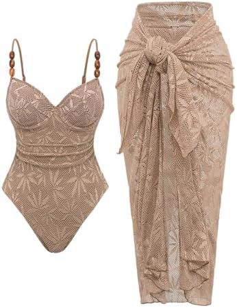 SHENHE Women's Underwire One Piece Swimsuit with Cover Up Sarong Wrap Tummy Control Bathing Suit XL