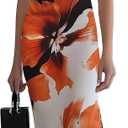 HVT Women's Dress Wedding Guest Party Dresses Floral Print Halter Neck Maxi Dress Sleeveless Bodycon Long Dresses