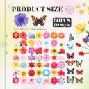 Colingmill 60 Pcs Spring Ornaments for Tree 3.15'' Wooden Flower Butterfly Sunflower Ornaments Spring Summer Wood Hanging Tree Decoration for Birthday Wedding Baby Shower Party Decoration