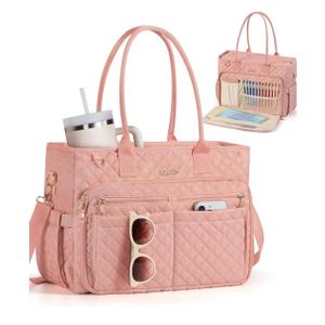 Teacher Bags for Women, 15.6 inch Laptop Work Tote Bag Quilted Nurse Bible Computer Shoulder Bag for School Travel
Office Briefcase, Dream Tote Work Bag, Insulated Pocket, Zipper & Strap, with 40oz Cup Holder, Ideal Gift
