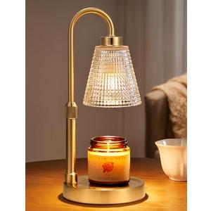 Innqoo Gold Candle Warmer Lamp with Timer, Dimmable Candle Warmer for Jar Candles, Height Adjustable Wax Melts Warmer, Birthday Gifts for Women Mom, House Warming Gifts New Home Decor