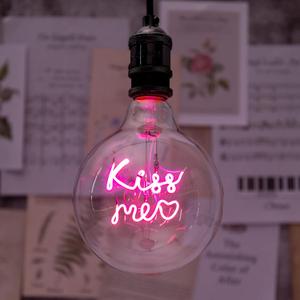 Vintage LED Filament Bulb Decorative Light Bulb Globe, E26 Base, G125 Edison Bulb Kiss Me Letter Bulb, Dimmable, 4W(40W Equivalent), 2200K Warm White (Kiss Me, 4W)