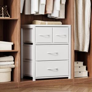 Homeiju Stackable 4-Drawer Fabric Dresser with Waterproof Wood Top  Closet Organizer & Storage Drawers for Bedroom, Modern Metal Frame Design (3 Tier) (11.4"D x 15.8"W x 22.7"H (4 Drawers))