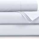 Tribeca Living Organic Cotton Twin Percale Sheets - 400 Thread Count, Extra Deep Pocket, Smooth, Crisp and Breathable, 3-Piece Bedding Set, Pure White